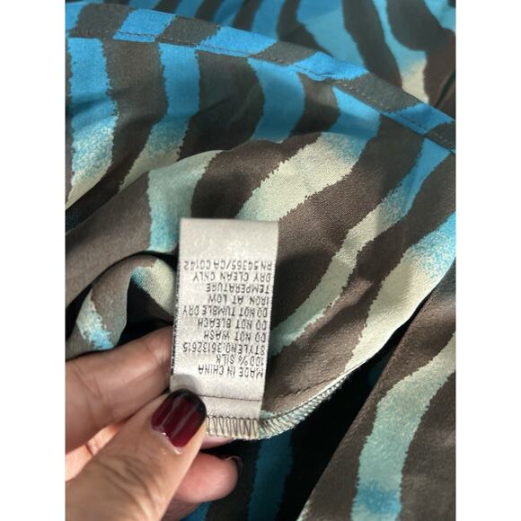 Vintage Peter Nygard Womens Sz 16 Blue Silk Abstract Striped Skirt & Blouse Set - Picture 7 of 16